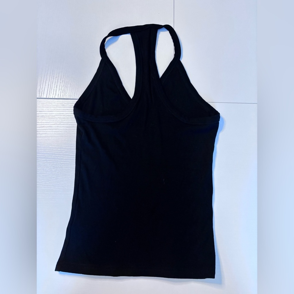 Classic Black High Neck Ribbed Tank Size S